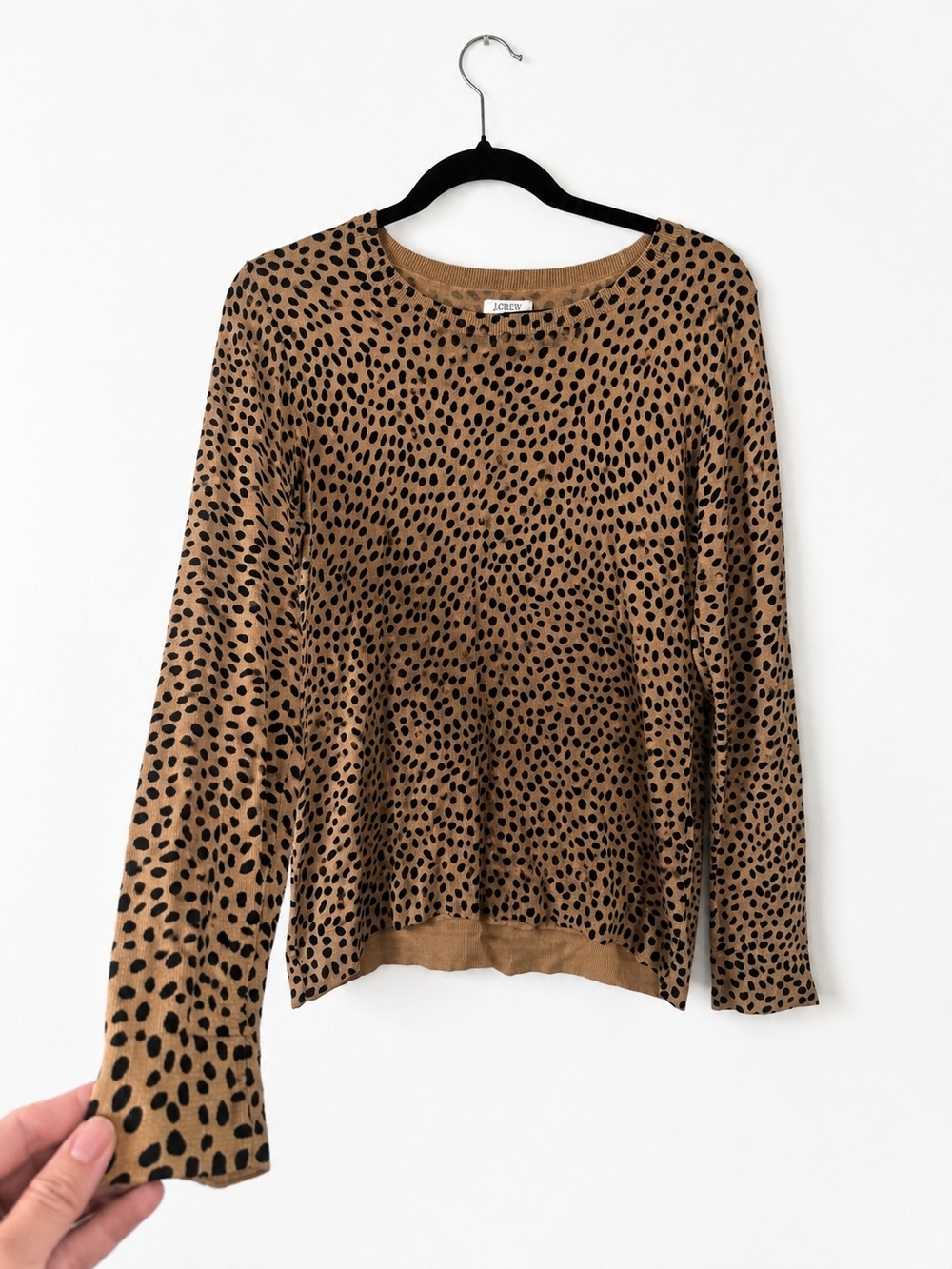 J.Crew Teddy 100% Cotton Cheetah Leopard Print Crewneck Sweater Medium